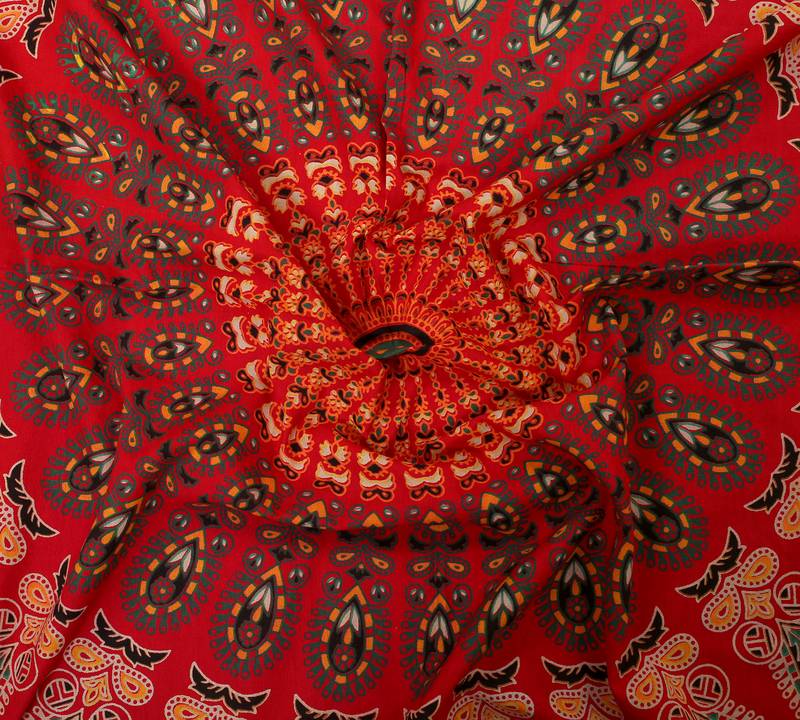Handmade 100% Cotton Mandala Hand Screen Printed Bedding Bedspread With 2 Pillow Queen Size