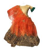 Orange embroidered net stitched lehenga