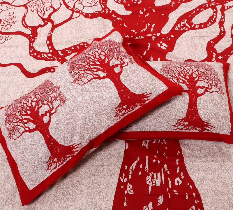 Jaipuri Hand Screen Printed Queen Size 90 X 108 inched Cotton Bedding Bedsheet With 2 Pillow Cover