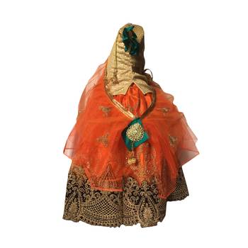 Orange embroidered net stitched lehenga 3