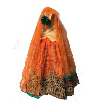 Orange embroidered net stitched lehenga 4