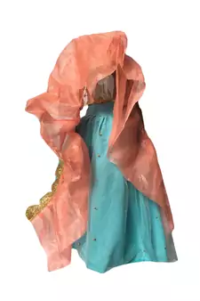 Blue embroidered net stitched lehenga