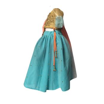 Blue embroidered net stitched lehenga 4