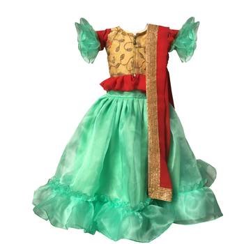 Red embroidered net stitched lehenga 1