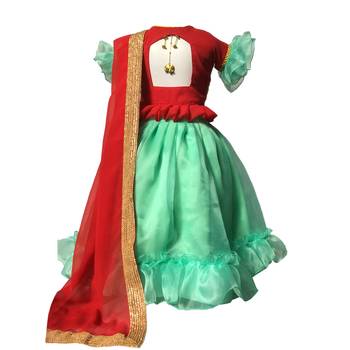 Red embroidered net stitched lehenga 2