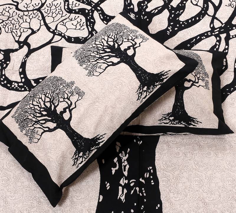 Hand Screen Printed Queen Size Cotton Bedding Bedspread Bedsheet With 2 Pillow Cover 90 X 108 inches
