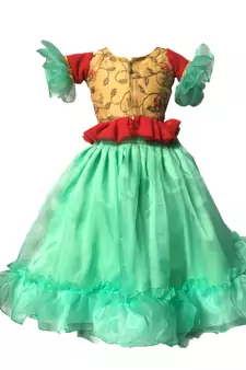 Red embroidered net stitched lehenga