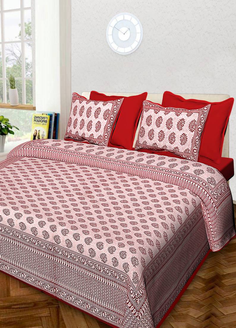 Jaipuri Handmade Queen Size Cotton Bedding Bedspread Bedsheet With 2 Pillow Cover 90 X 108 inches