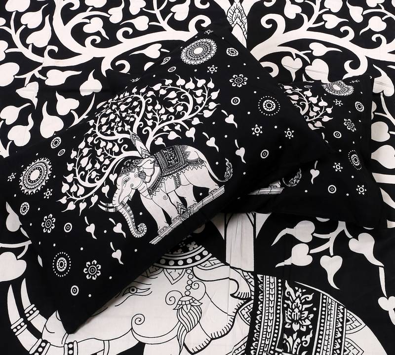 Handmade Cotton Bedding Bedsheet With 2 Pillow Cover Queen Size 90 X 108 inches Bedspread