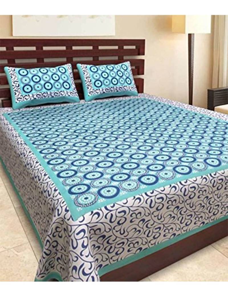 Jaipuri Cotton Printed Bedding Bedspread Bedsheet With 2 Pillow Cover