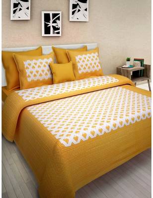 Cotton Printed Bedding Bedspread Bedsheet With 2 Pillow Cover Queen Size 1