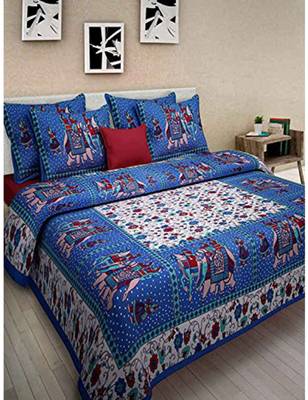 Hand Printed Cotton Printed Bedding Bedspread Bedsheet With 2 Pillow Cover Queen Size 90 X 108 inches 1