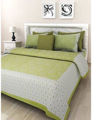 Jaipuri Cotton Screen Printed Bedding Bedspread Bedsheet With 2 Pillow Cover Queen Size 90 X 108 1