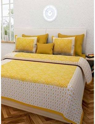 Cotton Hand Screen Printed Bedding Bedspread Bedsheet With 2 Pillow Cover Queen Size 90X108 inches 1