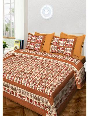 Printed Cotton Bedding Bedsheet With 2 Pillow Cover Queen Size 90 X 108 inches Sanganeri Print 1