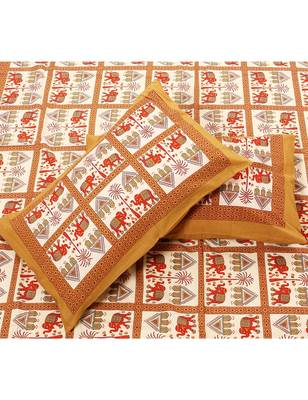 Printed Cotton Bedding Bedsheet With 2 Pillow Cover Queen Size 90 X 108 inches Sanganeri Print 2