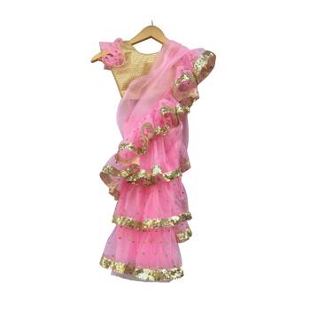Baby Pink embroidered tissue stitched lehenga 1