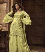 Green Embroidered Georgette Salwar With Dupatta