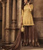 Mustard Embroidered Georgette Salwar With Dupatta