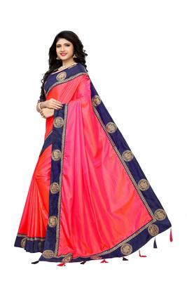 Pink woven art silk saree with blouse 5