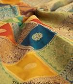 Multicolor woven banarasi silk blend saree with blouse