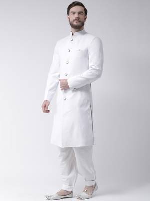 White Plain Polyester Sherwani 2