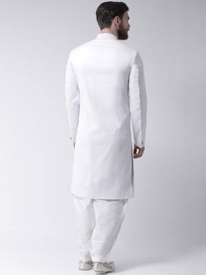 White Plain Polyester Sherwani 4