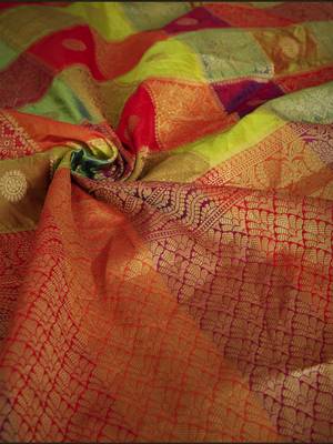 Multicolor woven banarasi silk blend saree with blouse 2