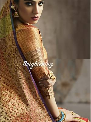 Multicolor woven banarasi silk blend saree with blouse 4
