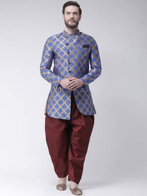 Blue Woven Polyester Indo Western Dresses 1