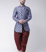 Blue Woven Polyester Indo Western Dresses