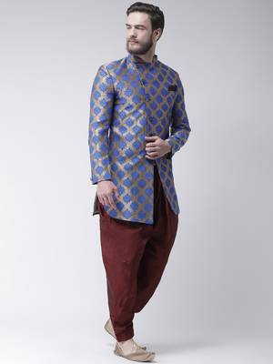 Blue Woven Polyester Indo Western Dresses 3