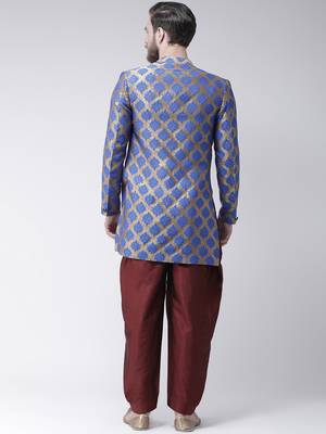 Blue Woven Polyester Indo Western Dresses 4