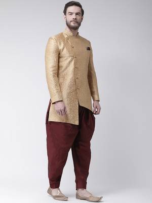 Fawn Woven Polyester Indo Western Dresses 3