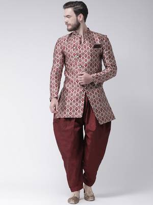Maroon Woven Polyester Indo Western Dresses 1