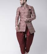 Maroon Woven Polyester Indo Western Dresses