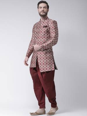 Maroon Woven Polyester Indo Western Dresses 2