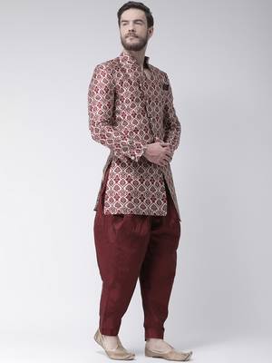 Maroon Woven Polyester Indo Western Dresses 3