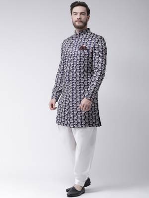 Blue Printed Polyester Indo Western Dresses 2