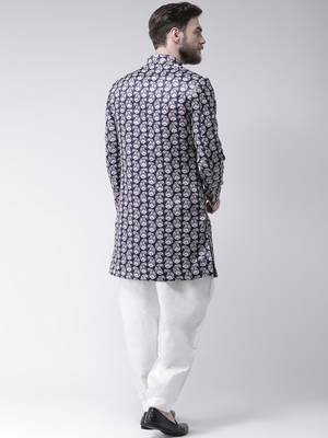 Blue Printed Polyester Indo Western Dresses 4