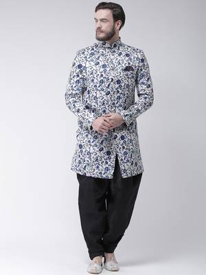 White Printed Polyester Indo Western Dresses 1