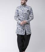 White Printed Polyester Indo Western Dresses