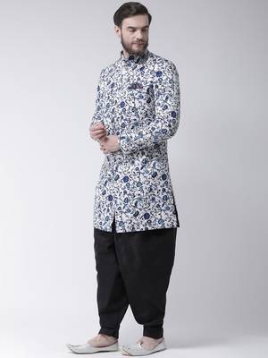 White Printed Polyester Indo Western Dresses 2
