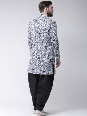 White Printed Polyester Indo Western Dresses 4