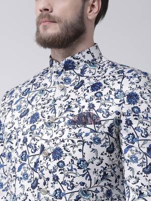 White Printed Polyester Indo Western Dresses 5