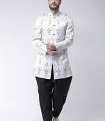 White Printed Polyester Indo Western Dresses