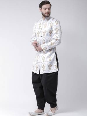 White Printed Polyester Indo Western Dresses 2