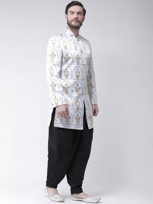 White Printed Polyester Indo Western Dresses 3