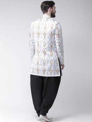 White Printed Polyester Indo Western Dresses 4