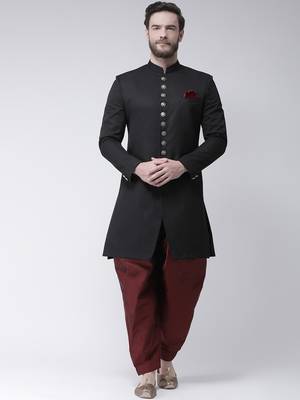 Black Plain Polyester Indo Western Dresses 1